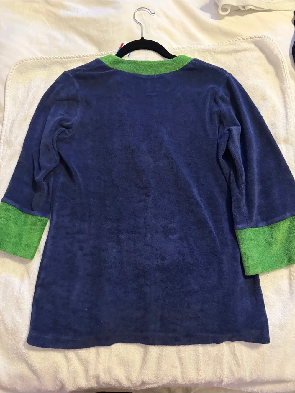 Ella Moss Navy Terry Pullover with Lime Green Trim